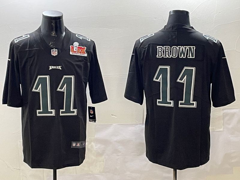 Men Philadelphia Eagles #11 Brown Black 2025 Nike Vapor Limited NFL Jersey style 32
